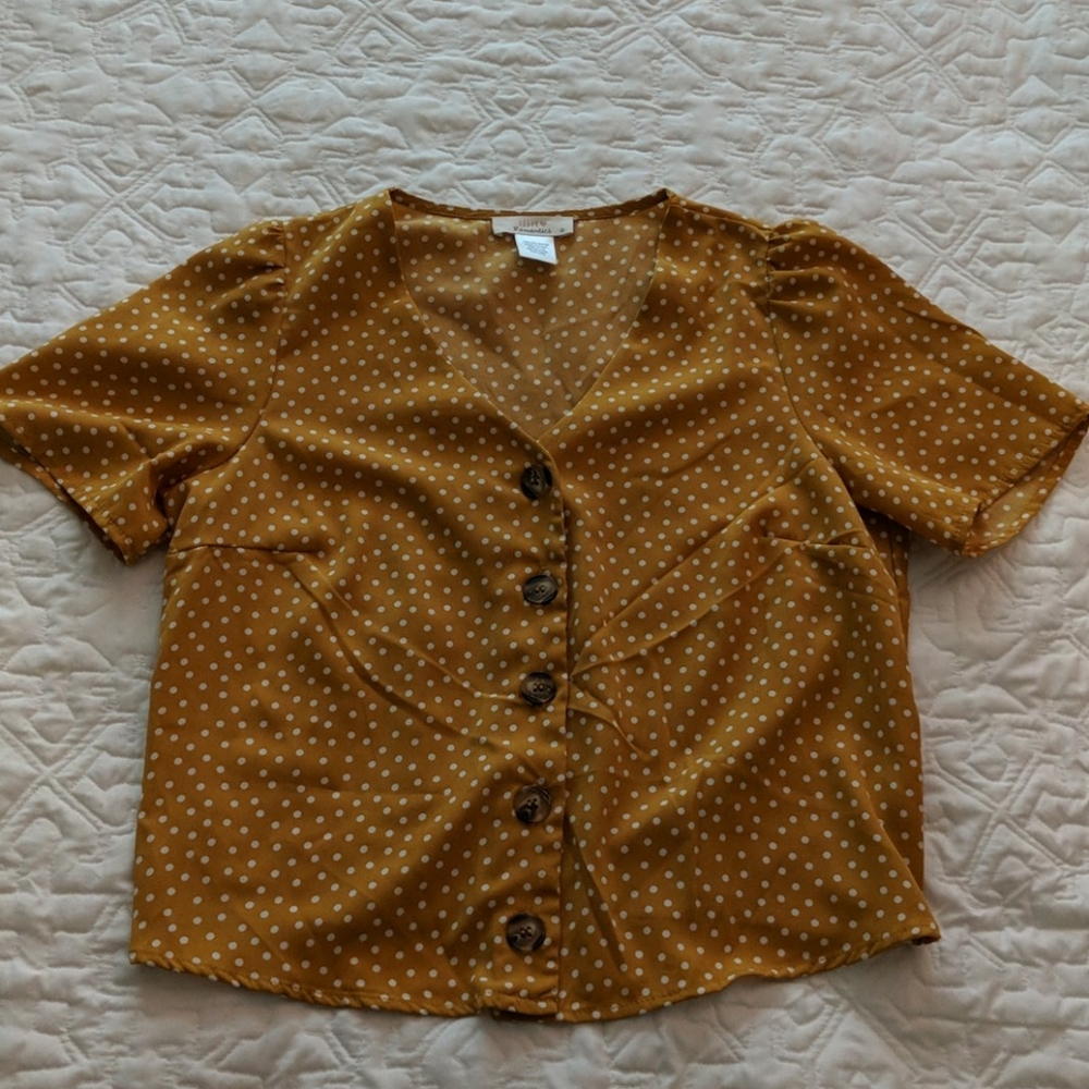 Mustard polkadot crop top
